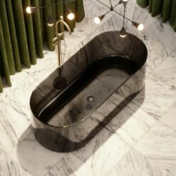 Amore Freestanding Smoked Black Resin Bath 1700mm -LUSSO STONE Sales amore freestanding smoked black resin bath 1700mm p6034 38051 zoom