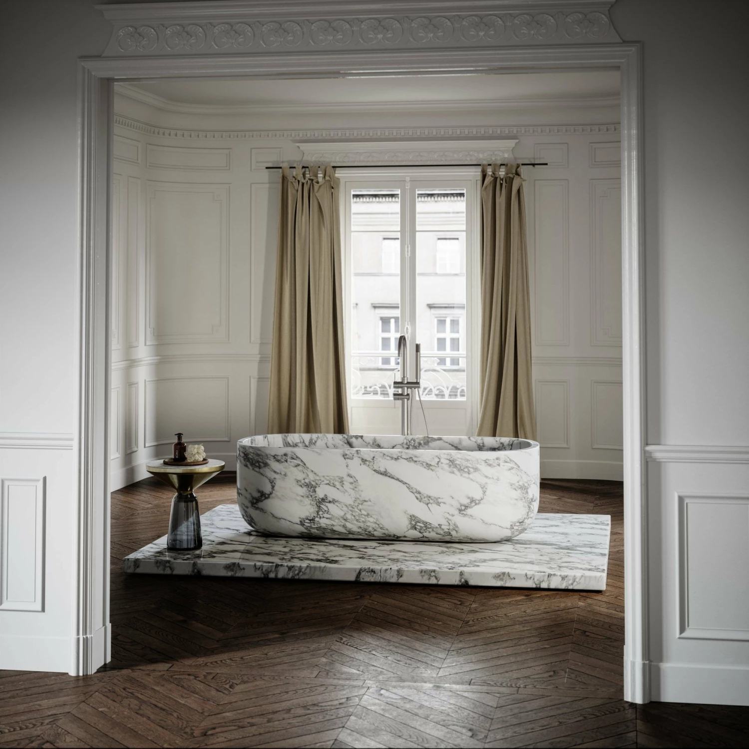 Arabescato Marble Designo Freestanding Stone Bath 1780mm 3 Arabescato Marble Designo Freestanding Stone Bath 1780mm