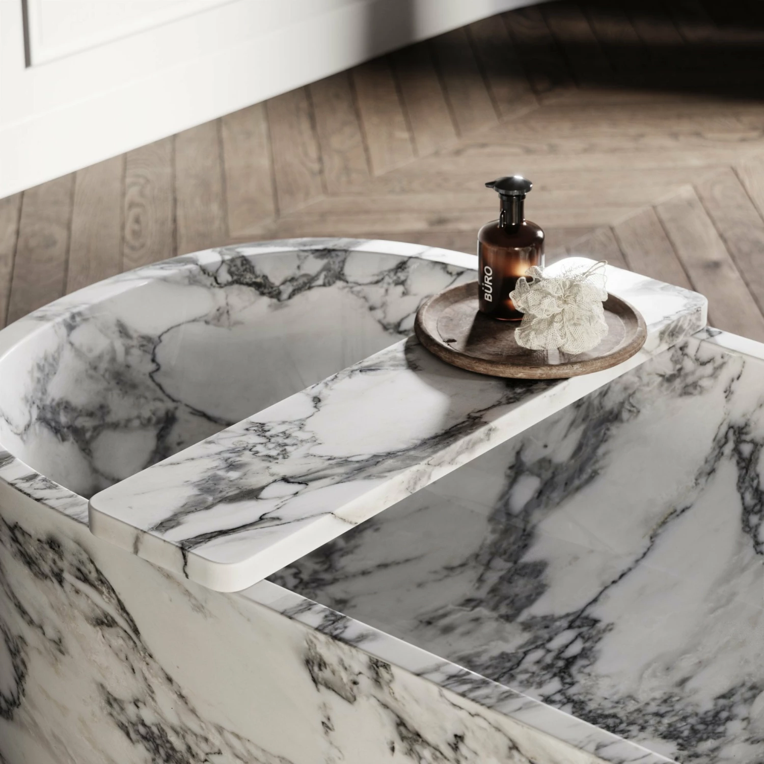 Arabescato Marble Designo Freestanding Stone Bath 1780mm 5 Arabescato Marble Designo Freestanding Stone Bath 1780mm - Image 3