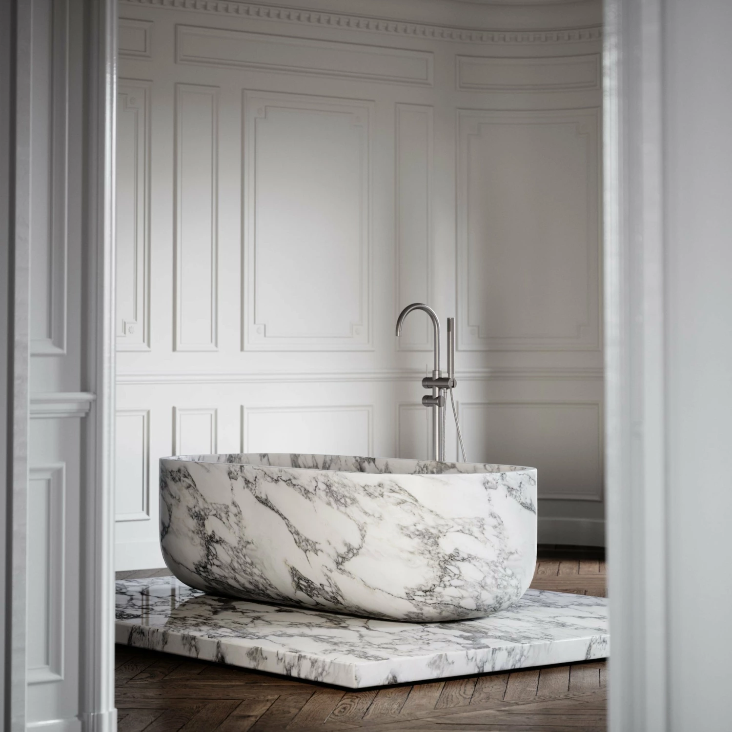 Arabescato Marble Designo Freestanding Stone Bath 1780mm 6 Arabescato Marble Designo Freestanding Stone Bath 1780mm - Image 4