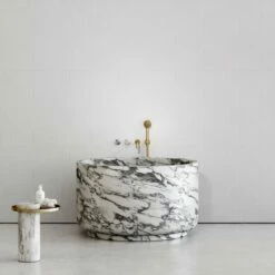 Arabescato Marble Minotti Freestanding Soaking Stone Bath 1200mm