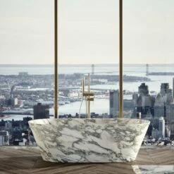 Arabescato Marble Muse Freestanding Stone Bath 1700mm 9 Arabescato Marble Muse Freestanding Stone Bath 1700mm -LUSSO STONE Sales arabescato marble muse freestanding stone bath 1700mm p2437 14986 zoom