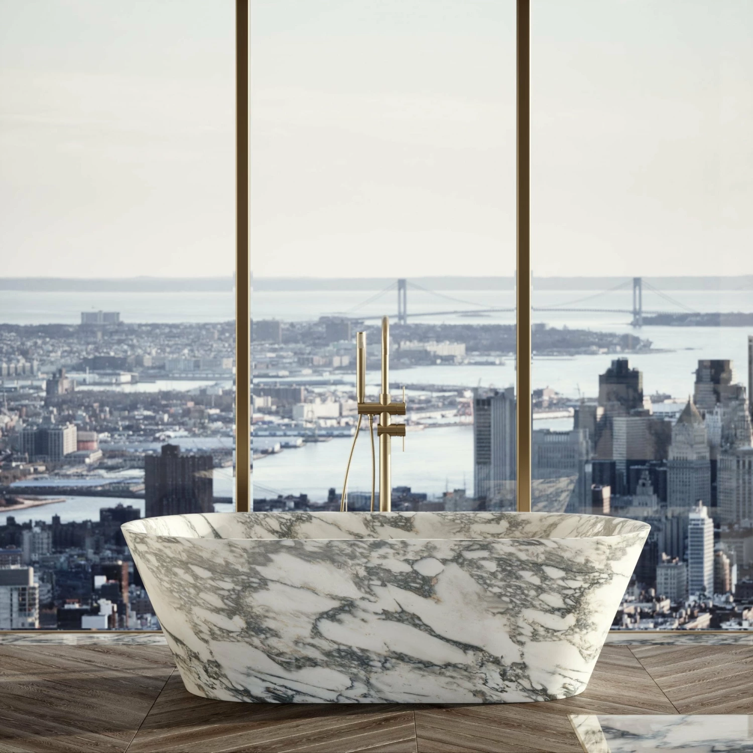 Arabescato Marble Muse Freestanding Stone Bath 1700mm 5 Arabescato Marble Muse Freestanding Stone Bath 1700mm - Image 3