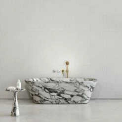 Arabescato Marble Muse Freestanding Stone Bath 1700mm