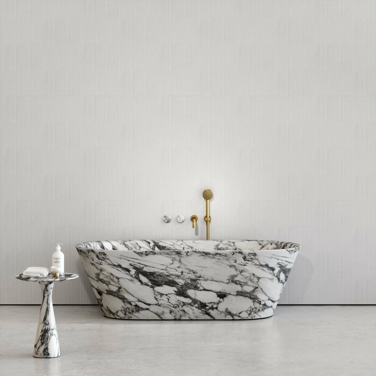 Arabescato Marble Muse Freestanding Stone Bath 1700mm 3 Arabescato Marble Muse Freestanding Stone Bath 1700mm