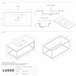 Aria Vanity Unit With Stone Basin (Matte Black Frame 900mm) -LUSSO STONE Sales aria vanity unit with stone basin matte black frame 900mm p2551 36293 zoom