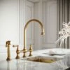 Asbury 4-hole Traditional Kitchen Tap Brushed Gold 1 Asbury 4-hole Traditional Kitchen Tap Brushed Gold -LUSSO STONE Sales asbury 4 hole traditional kitchen tap brushed gold p4679 26241 zoom