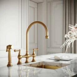 Asbury 4-hole Traditional Kitchen Tap Brushed Gold