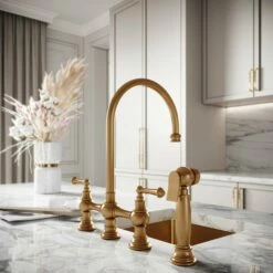 Asbury 4-hole Traditional Kitchen Tap Brushed Gold 10 Asbury 4-hole Traditional Kitchen Tap Brushed Gold -LUSSO STONE Sales asbury 4 hole traditional kitchen tap brushed gold p4679 26244 zoom