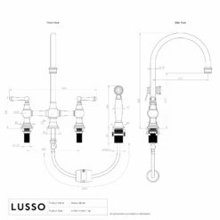 Asbury 4-hole Traditional Kitchen Tap Brushed Gold 11 Asbury 4-hole Traditional Kitchen Tap Brushed Gold -LUSSO STONE Sales asbury 4 hole traditional kitchen tap brushed gold p4679 35607 zoom