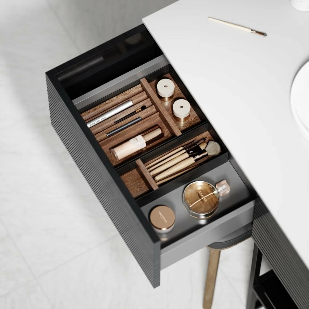 Audemar Vanity Unit With Stone Basin (Black 1600mm) 4 Audemar Vanity Unit With Stone Basin (Black 1600mm) - Image 2