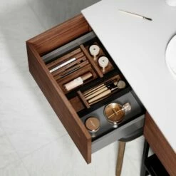 Audemar Vanity Unit With Stone Basin (Walnut 1600mm) -LUSSO STONE Sales audemar vanity unit with stone basin walnut 1600mm p5053 27749 image