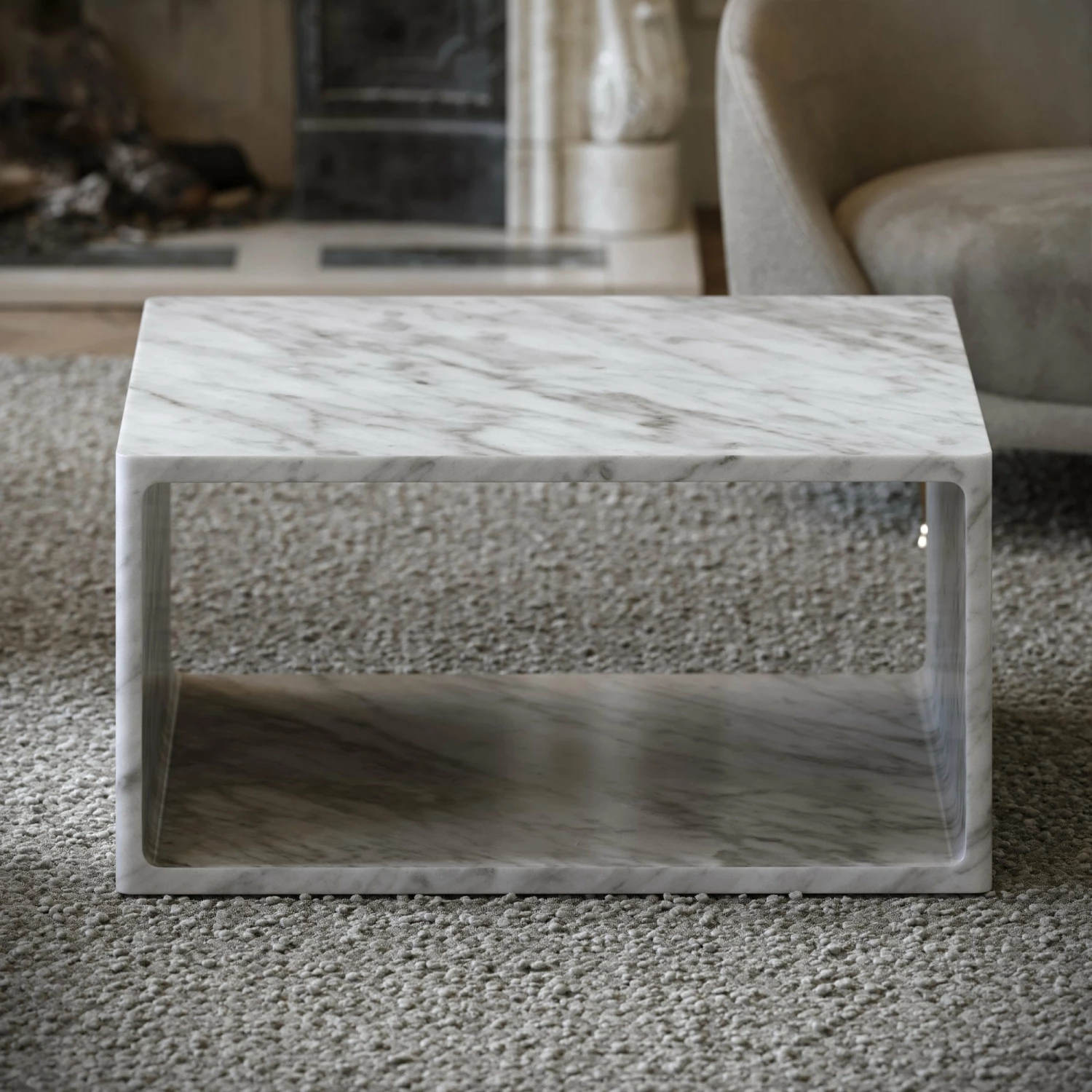 Azzurra Carrara Marble Coffee Table 800mm 5 Azzurra Carrara Marble Coffee Table 800mm - Image 3