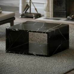 Azzurra Nero Marquina Marble Coffee Table 800mm