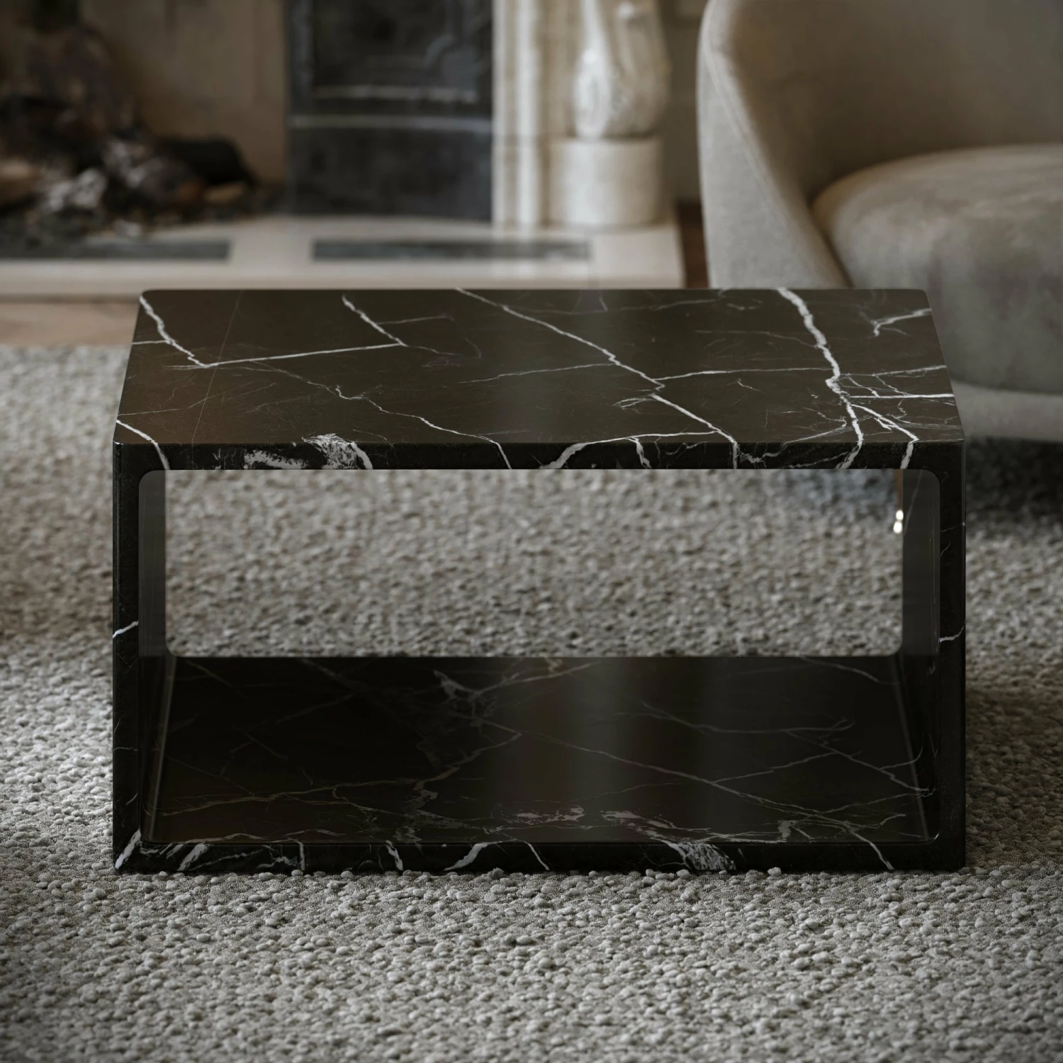 Azzurra Nero Marquina Marble Coffee Table 800mm 5 Azzurra Nero Marquina Marble Coffee Table 800mm - Image 3