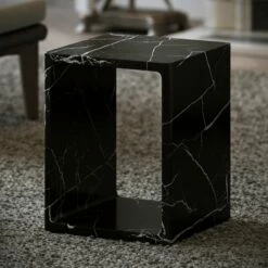 Azzurra Nero Marquina Marble Side Table 400mm