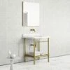 Belmont Traditional Brushed Gold Vanity Unit With Carrara Marble Countertop 800mm -LUSSO STONE Sales belmont traditional brushed gold vanity unit with carrara marble countertop 800mm p5355 36397 zoom