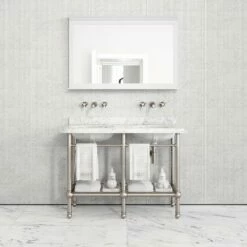 Belmont Traditional Polished Nickel Vanity Unit With Carrara Marble Countertop 1200mm -LUSSO STONE Sales belmont traditional polished nickel vanity unit with carrara marble countertop 1200mm p5360 36287 zoom