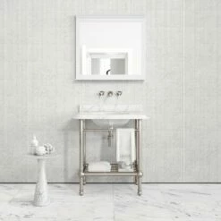 Belmont Traditional Polished Nickel Vanity Unit With Carrara Marble Countertop 800mm -LUSSO STONE Sales belmont traditional polished nickel vanity unit with carrara marble countertop 800mm p5358 36279 zoom