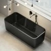 Benoit Freestanding Matte & Polished Black Bath 1500mm