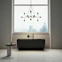 LUSSO STONE Sales -LUSSO STONE Sales benoit freestanding matte polished black bath 1500mm p4664 26483 zoom