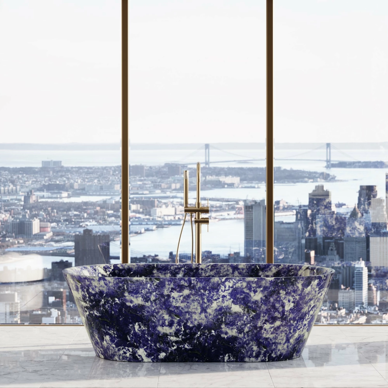 Bolivian Blue Marble Muse Sodalite Freestanding Bath 1700mm 5 Bolivian Blue Marble Muse Sodalite Freestanding Bath 1700mm - Image 3