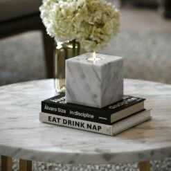 Cassini Carrara Marble Square Candle Holder