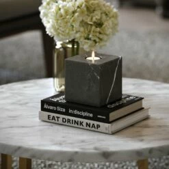 Cassini Pietra Grey Marble Square Candle Holder