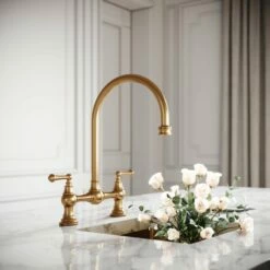 Celeste 2-hole Traditional Kitchen Tap Brushed Gold