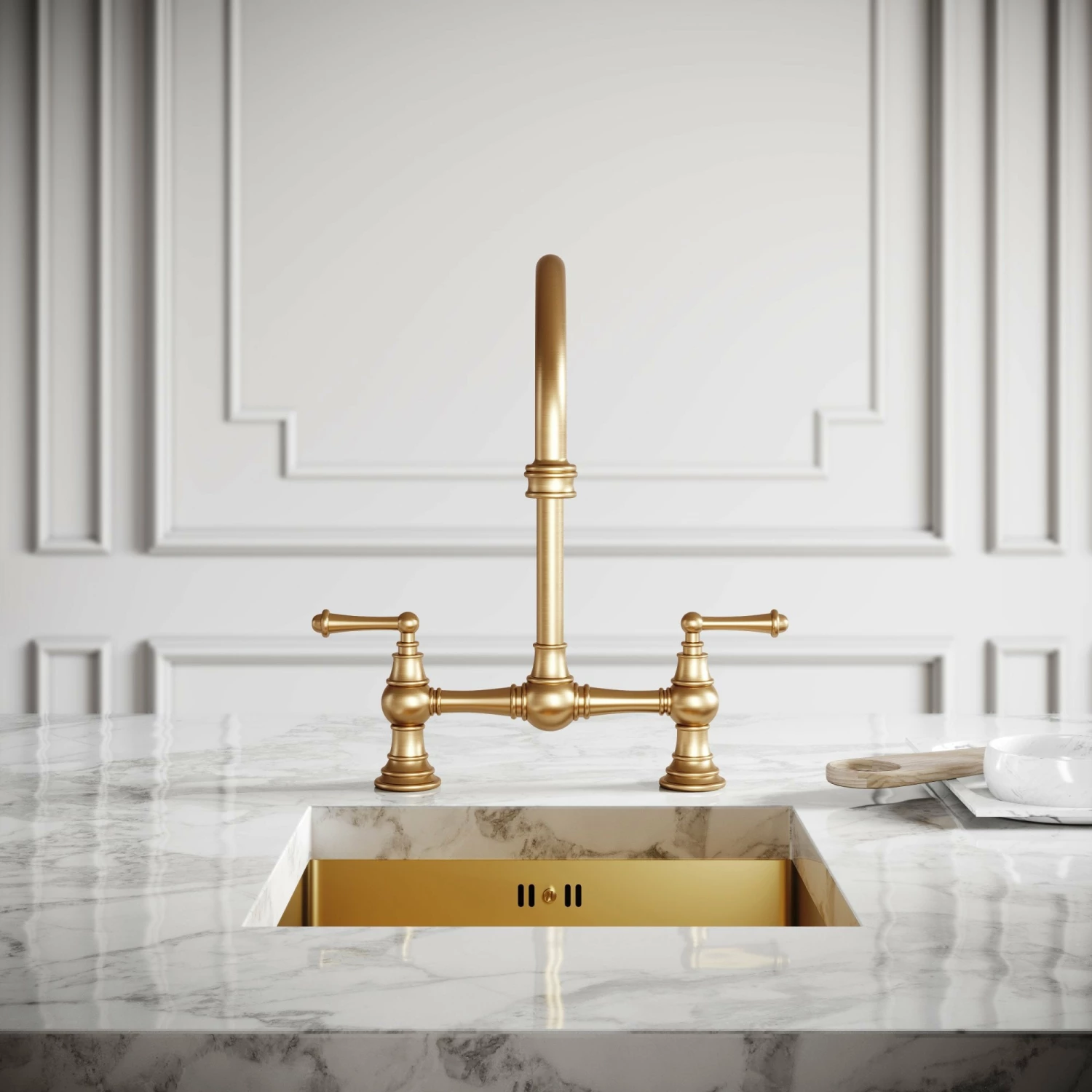 Celeste 2-hole Traditional Kitchen Tap Brushed Gold 4 Celeste 2-hole Traditional Kitchen Tap Brushed Gold - Image 2