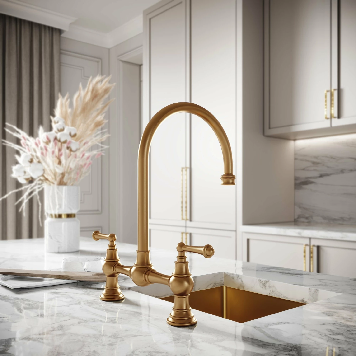 Celeste 2-hole Traditional Kitchen Tap Brushed Gold 6 Celeste 2-hole Traditional Kitchen Tap Brushed Gold - Image 4
