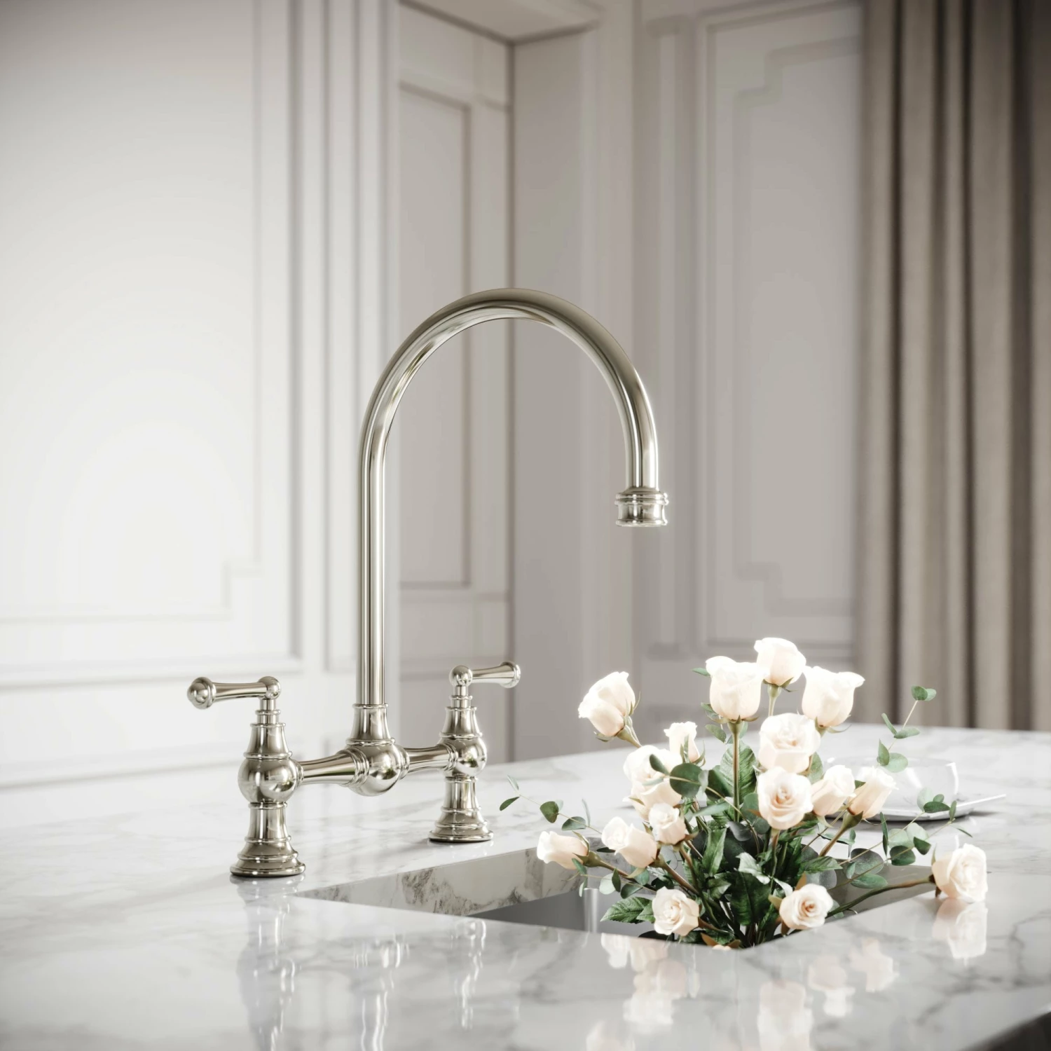 Celeste 2-hole Traditional Kitchen Tap Polished Nickel 3 Celeste 2-hole Traditional Kitchen Tap Polished Nickel