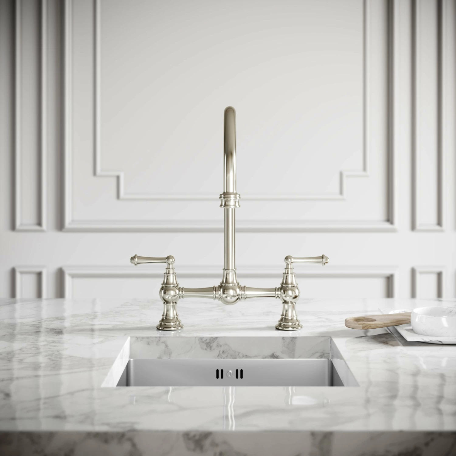 Celeste 2-hole Traditional Kitchen Tap Polished Nickel 5 Celeste 2-hole Traditional Kitchen Tap Polished Nickel - Image 3