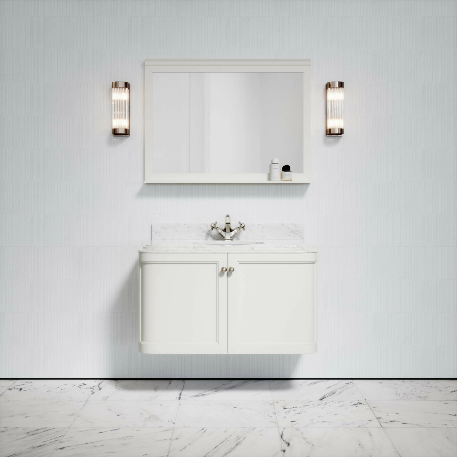 Charsley Carrara Marble Wall Mounted Vanity Unit (Matte Cream) 1000mm 3 Charsley Carrara Marble Wall Mounted Vanity Unit (Matte Cream) 1000mm