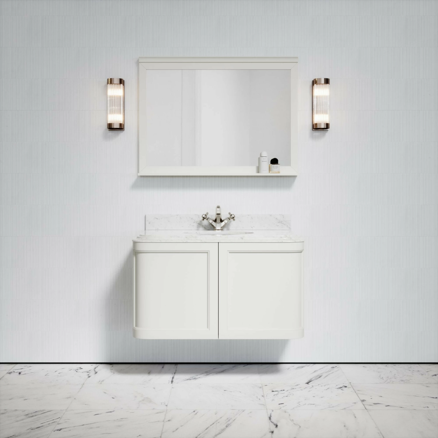Charsley Carrara Marble Wall Mounted Vanity Unit (Matte Cream) 1000mm 7 Charsley Carrara Marble Wall Mounted Vanity Unit (Matte Cream) 1000mm - Image 5