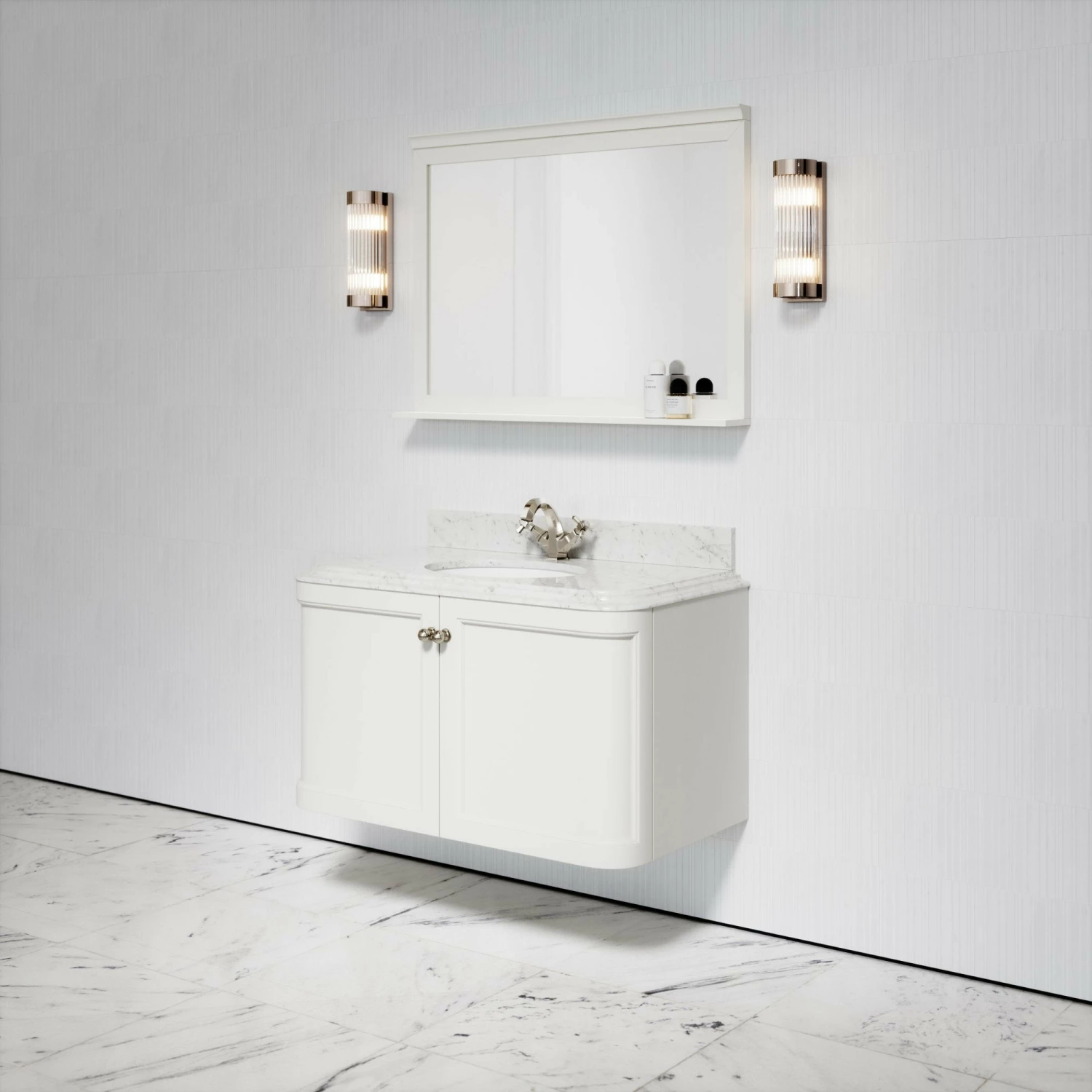Charsley Carrara Marble Wall Mounted Vanity Unit (Matte Cream) 1000mm 6 Charsley Carrara Marble Wall Mounted Vanity Unit (Matte Cream) 1000mm - Image 4