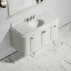 Charsley Carrara Marble Wall Mounted Vanity Unit (Matte Cream) 1200mm -LUSSO STONE Sales charsley carrara marble wall mounted vanity unit matte cream 1200mm p3744 18389 zoom