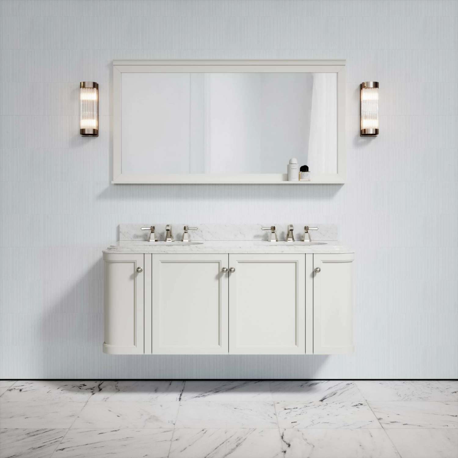 Charsley Carrara Marble Wall Mounted Vanity Unit (Matte Cream) 1400mm 3 Charsley Carrara Marble Wall Mounted Vanity Unit (Matte Cream) 1400mm