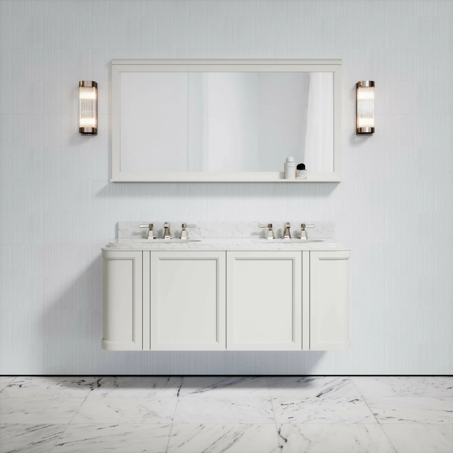 Charsley Carrara Marble Wall Mounted Vanity Unit (Matte Cream) 1400mm 7 Charsley Carrara Marble Wall Mounted Vanity Unit (Matte Cream) 1400mm - Image 5