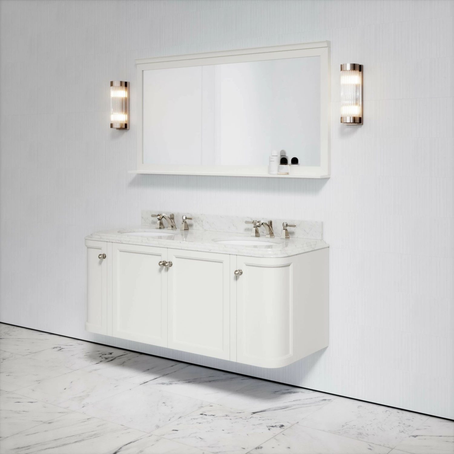 Charsley Carrara Marble Wall Mounted Vanity Unit (Matte Cream) 1400mm 6 Charsley Carrara Marble Wall Mounted Vanity Unit (Matte Cream) 1400mm - Image 4