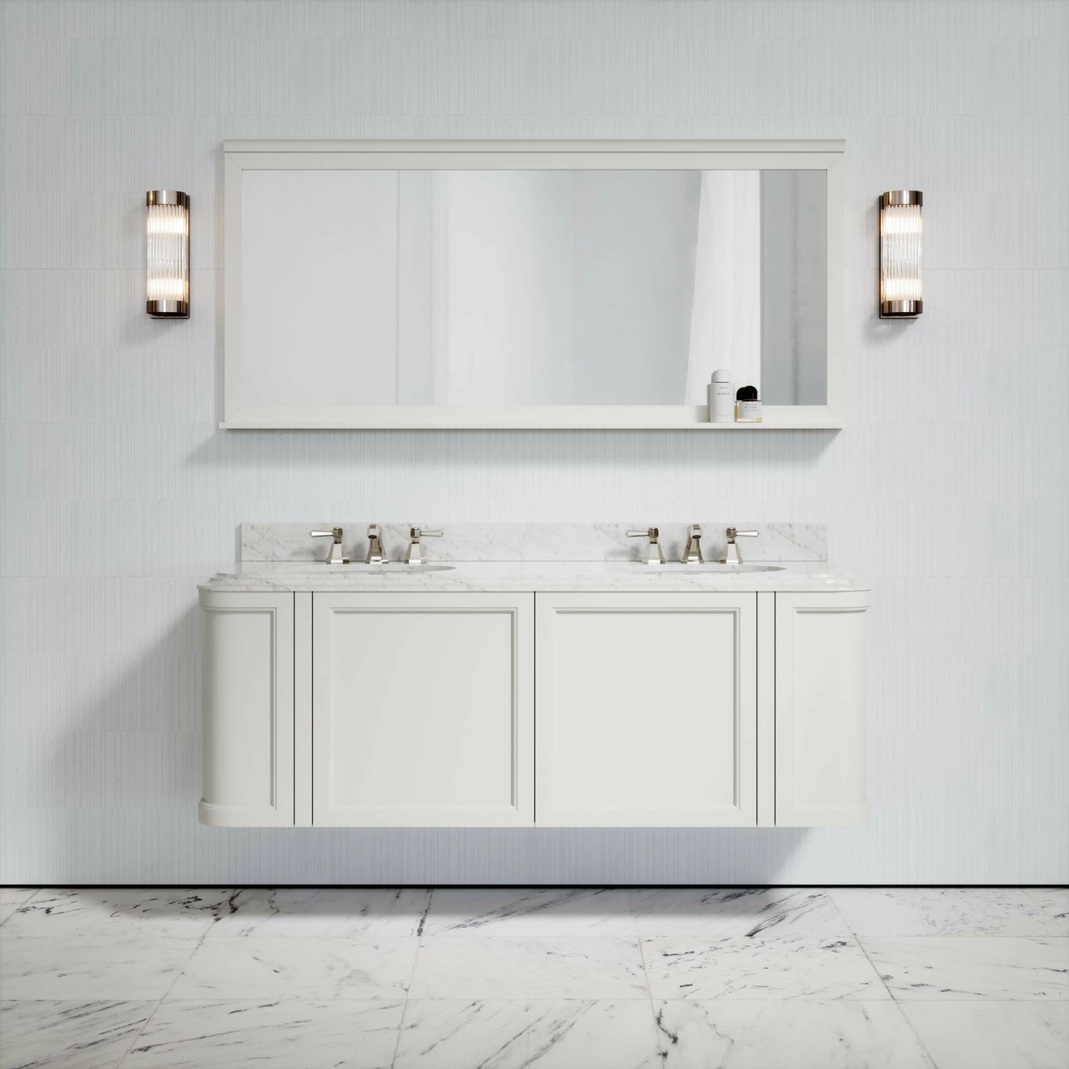 Charsley Carrara Marble Wall Mounted Vanity Unit (Matte Cream) 1600mm 7 Charsley Carrara Marble Wall Mounted Vanity Unit (Matte Cream) 1600mm - Image 5