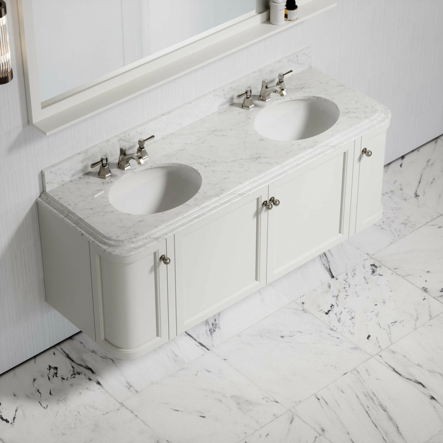 Charsley Carrara Marble Wall Mounted Vanity Unit (Matte Cream) 1600mm 5 Charsley Carrara Marble Wall Mounted Vanity Unit (Matte Cream) 1600mm - Image 3
