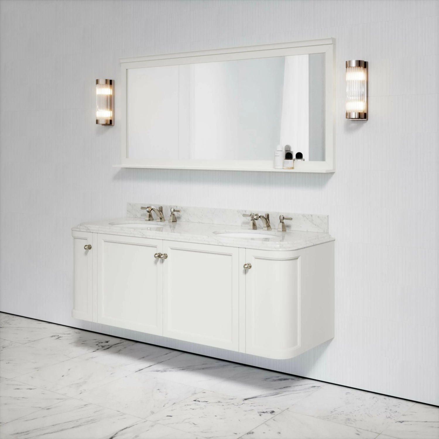 Charsley Carrara Marble Wall Mounted Vanity Unit (Matte Cream) 1600mm 6 Charsley Carrara Marble Wall Mounted Vanity Unit (Matte Cream) 1600mm - Image 4