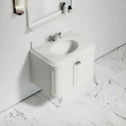 Charsley Carrara Marble Wall Mounted Vanity Unit (Matte Cream) 800mm -LUSSO STONE Sales charsley carrara marble wall mounted vanity unit matte cream 800mm p3741 18381 zoom