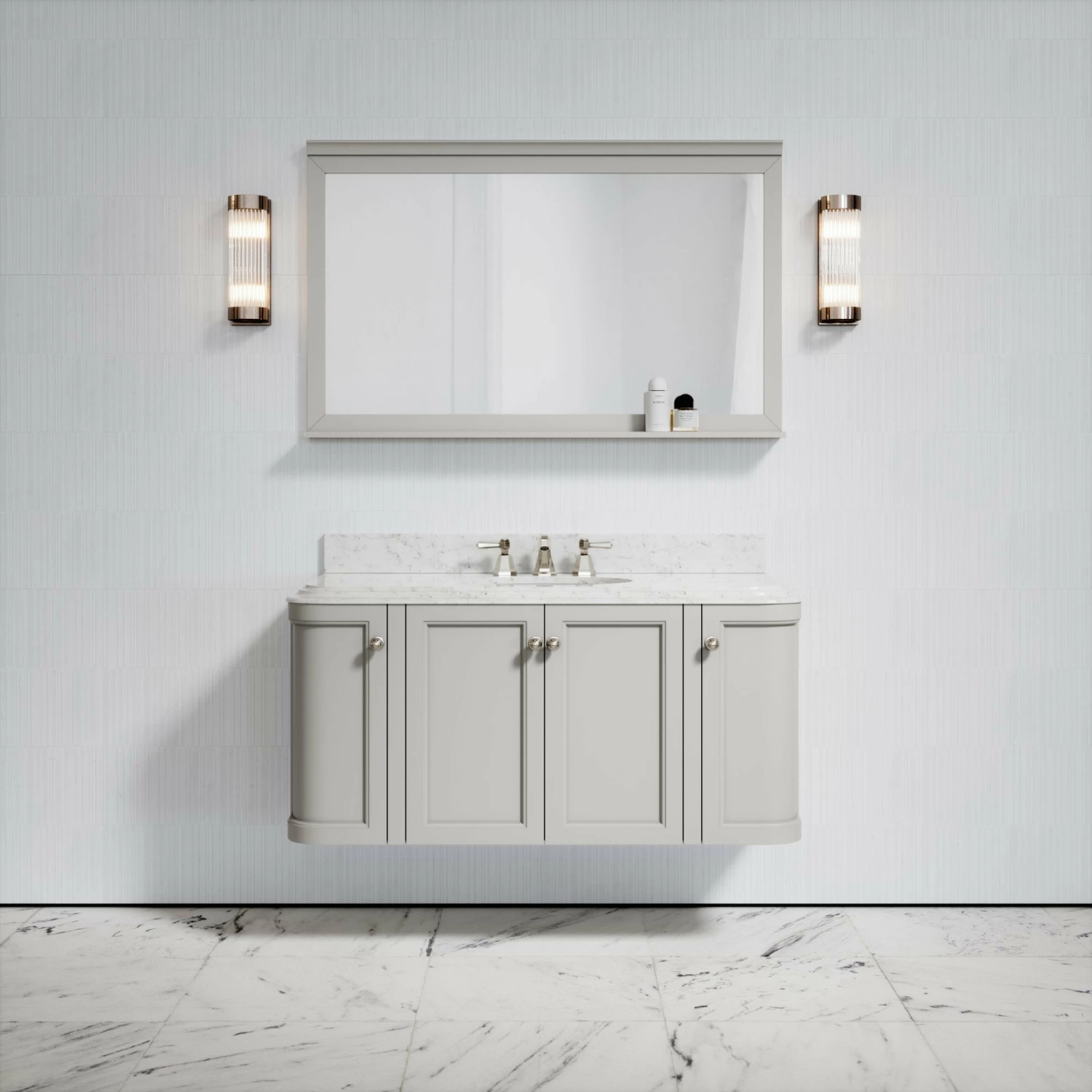 Charsley Carrara Marble Wall Mounted Vanity Unit (Matte Stone) 1200mm 3 Charsley Carrara Marble Wall Mounted Vanity Unit (Matte Stone) 1200mm