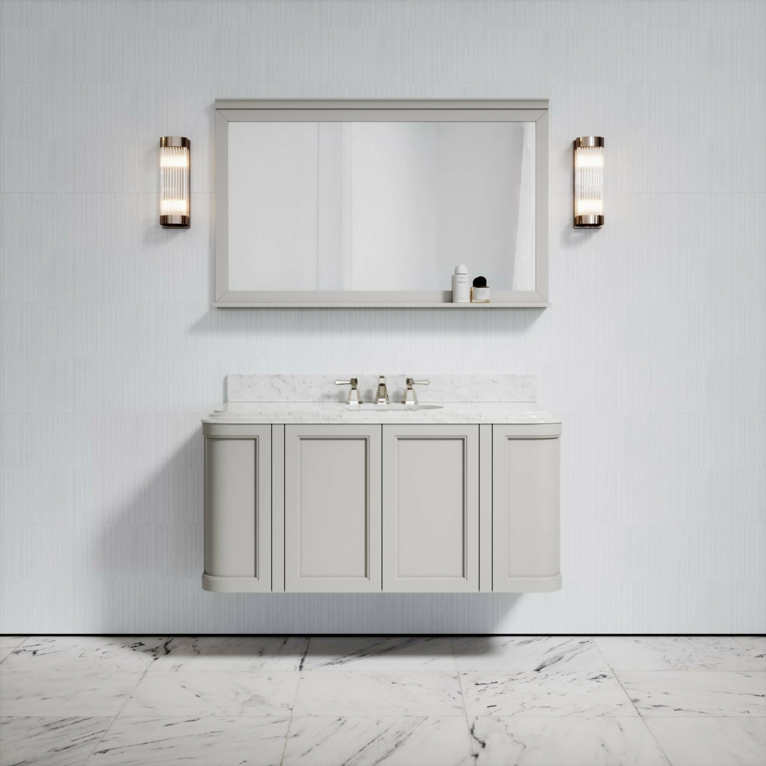 Charsley Carrara Marble Wall Mounted Vanity Unit (Matte Stone) 1200mm 7 Charsley Carrara Marble Wall Mounted Vanity Unit (Matte Stone) 1200mm - Image 5
