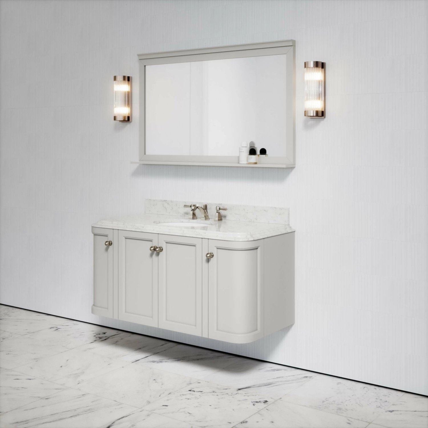 Charsley Carrara Marble Wall Mounted Vanity Unit (Matte Stone) 1200mm 6 Charsley Carrara Marble Wall Mounted Vanity Unit (Matte Stone) 1200mm - Image 4