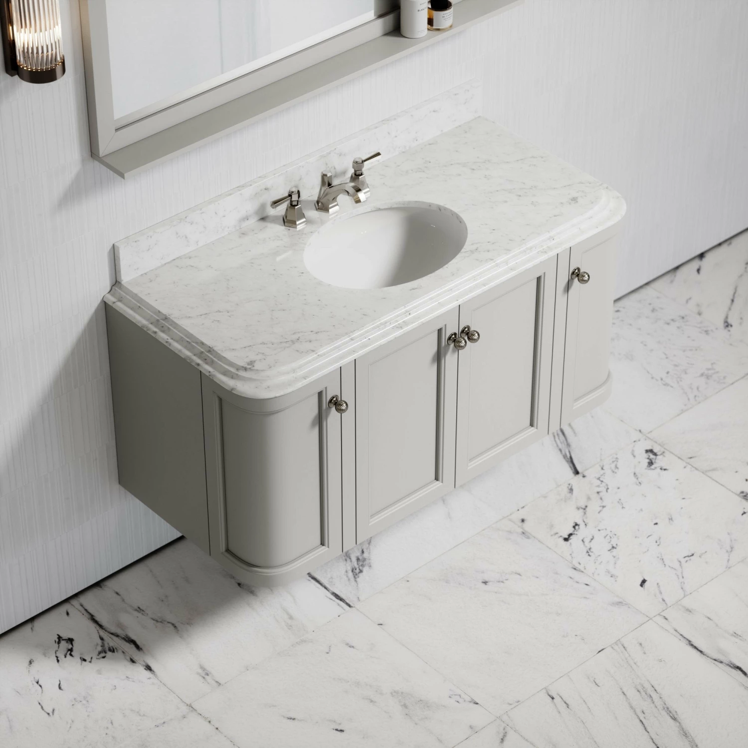 Charsley Carrara Marble Wall Mounted Vanity Unit (Matte Stone) 1200mm 5 Charsley Carrara Marble Wall Mounted Vanity Unit (Matte Stone) 1200mm - Image 3