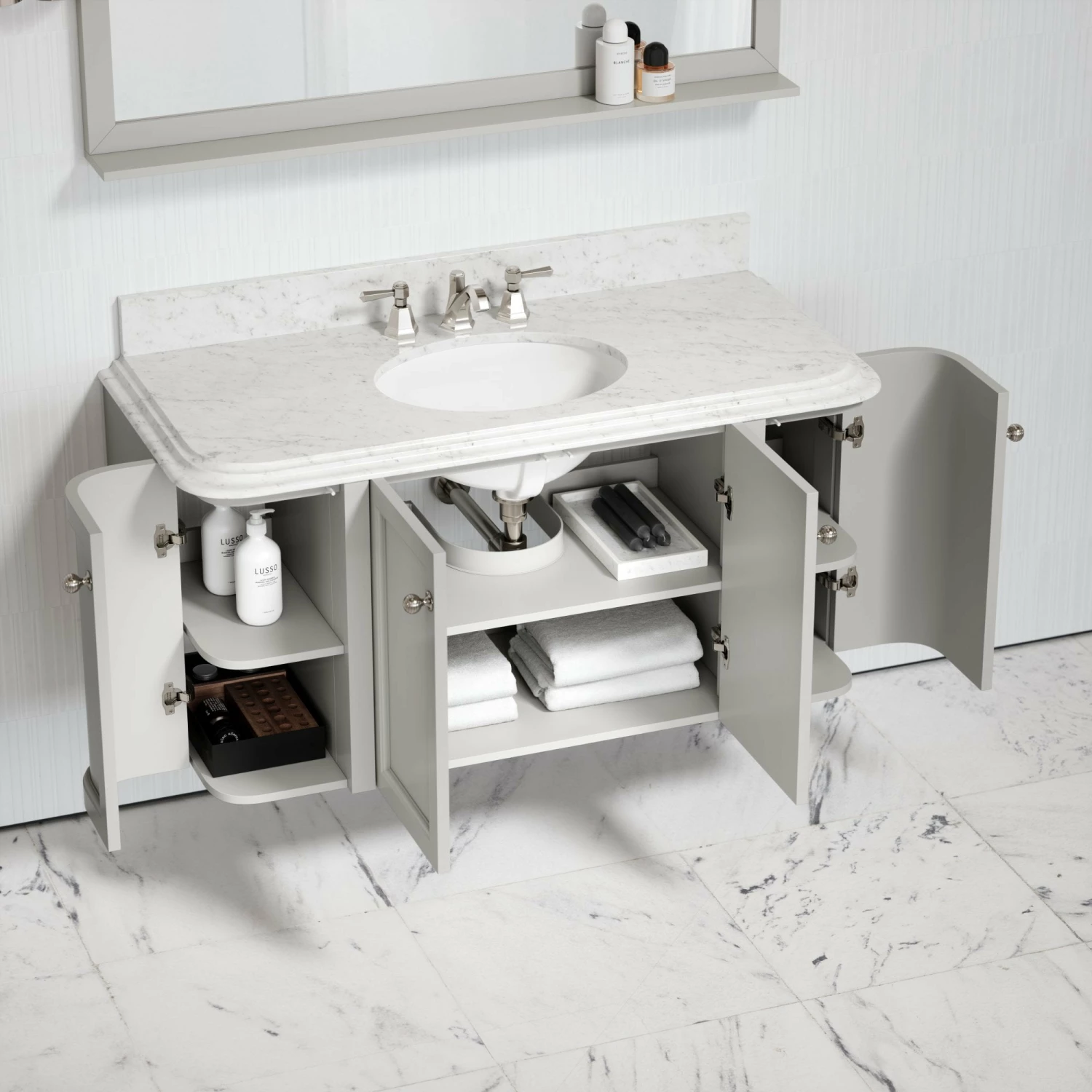 Charsley Carrara Marble Wall Mounted Vanity Unit (Matte Stone) 1200mm 4 Charsley Carrara Marble Wall Mounted Vanity Unit (Matte Stone) 1200mm - Image 2