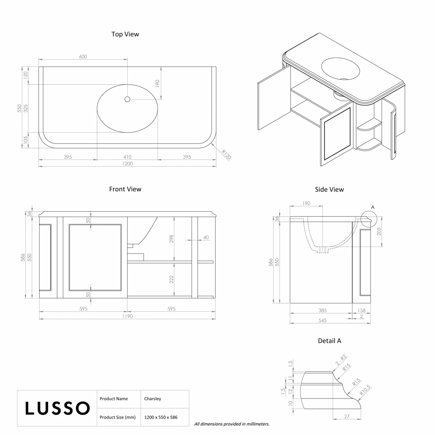 Charsley Carrara Marble Wall Mounted Vanity Unit (Matte Stone) 1200mm 8 Charsley Carrara Marble Wall Mounted Vanity Unit (Matte Stone) 1200mm - Image 6